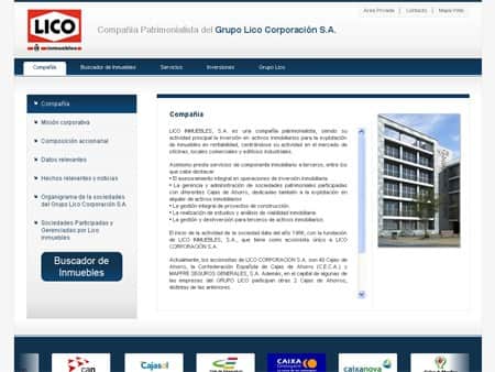 El grupo Lico saca su web para la sección Lico Inmuebles